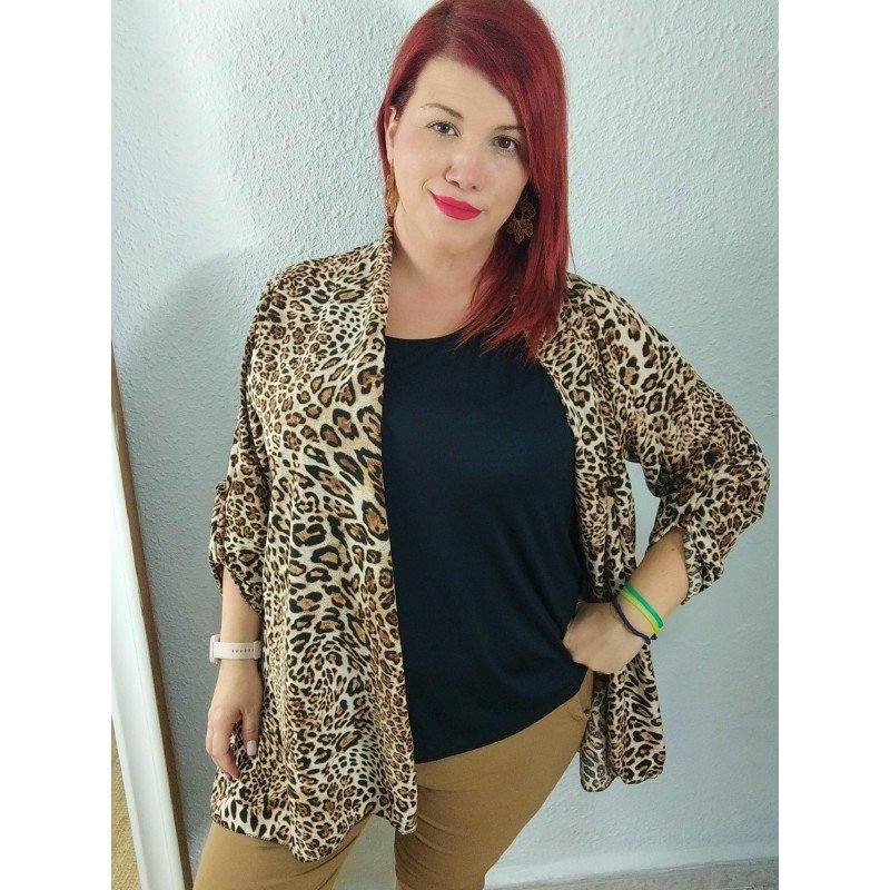 Blusa 2 en 1 con Chaquetita Animal Print y Básica Negra