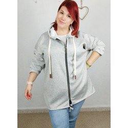 Sudadera Chaqueta Gris con Cremallera y Capucha