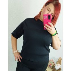 Camiseta Negra Jeny con Cuello Subido